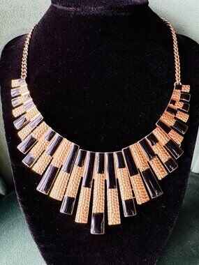 Vintage Black and Gold Choker Necklace